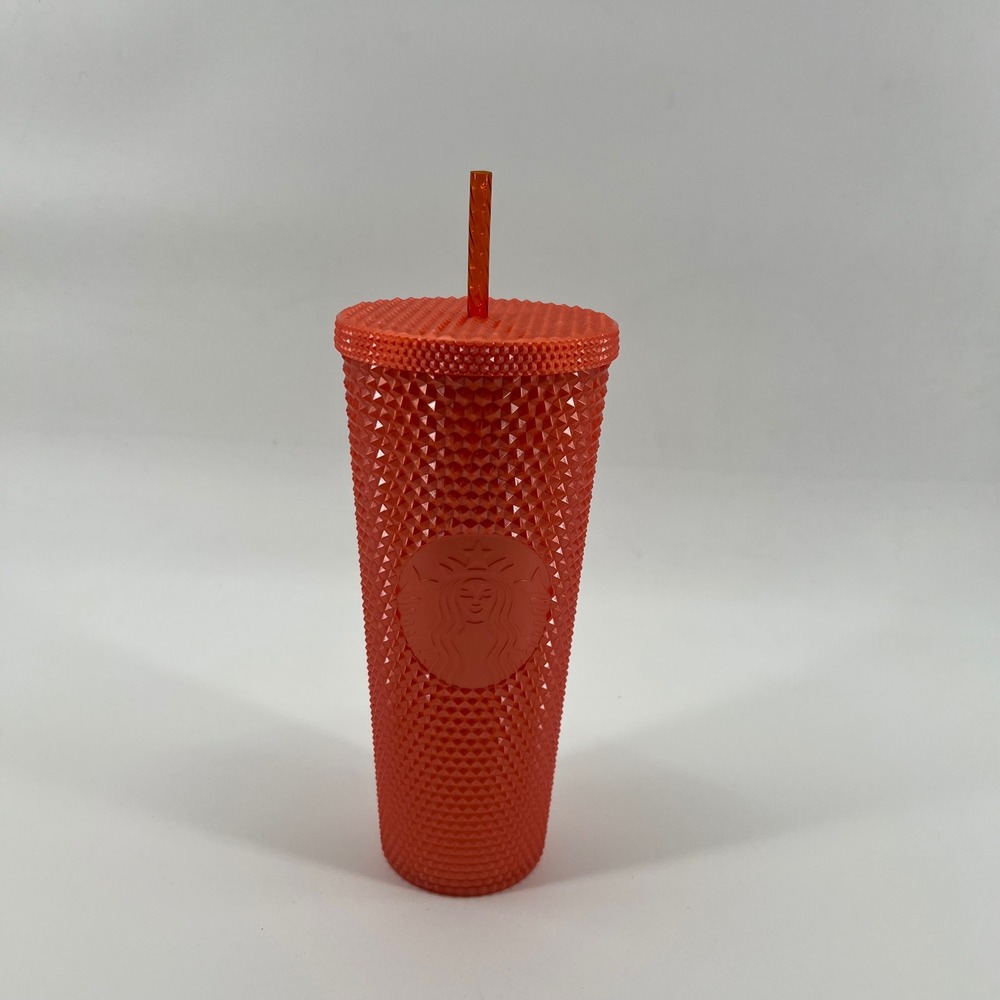 Starbucks Studded Tumbler 24 oz Venti Coral Orange Sparkle Limitedβ Edition NEW